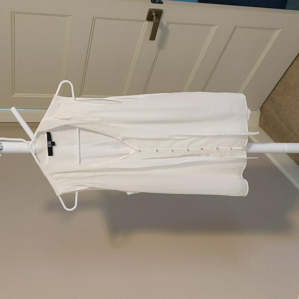 Bedo, large, cream with gold buttons, sleeveless tank. Fully lined.